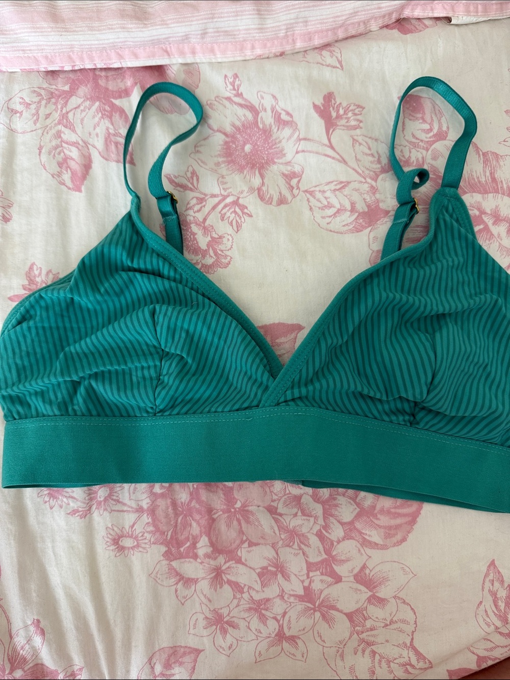 Teal Striped Wireless Bralette - Women Intimates & Sleepwear